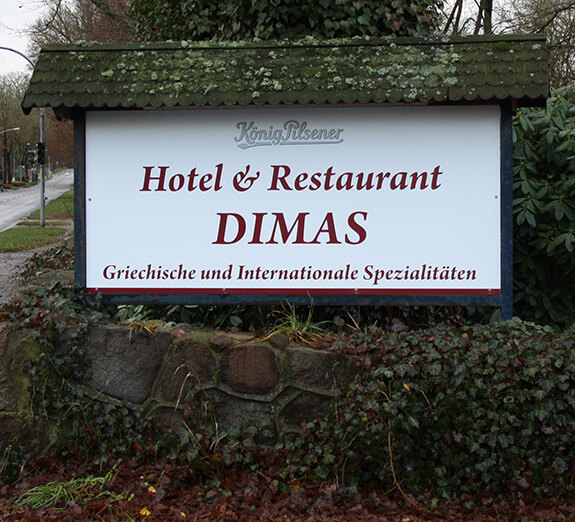 Neobond-Schild Dimas Restaurant